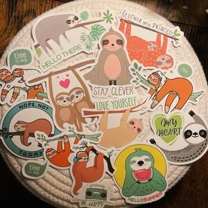 12 Premium Vinyl Waterproof Stickers -STAY CLEVER SLOTH